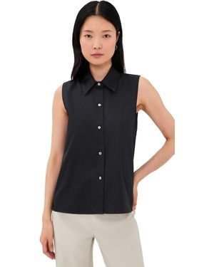 Vince Relaxed Button Down Tank Top - Black