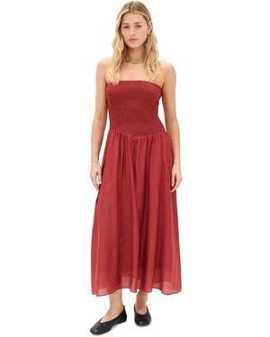 Pixie Market Smocked Strapless Dress - Red