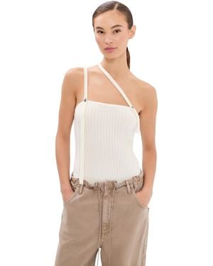 AISLING CAMPS Convertible Ribbed Knit Tank Top - White