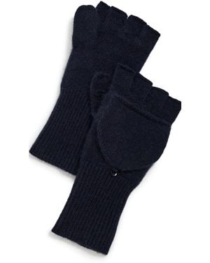 White + Warren Cashmere Pop Top Gloves - Blue
