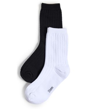 Stems 2 Pack Waffle Knit Socks - Black