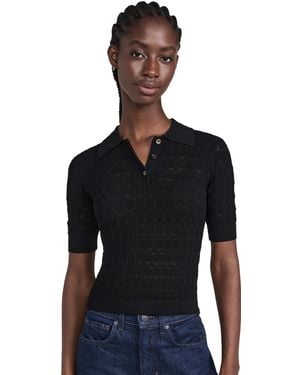 Sea Rue Fine Gauge Knit Polo Sweater - Black