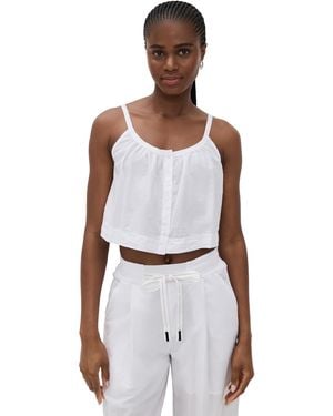 Stateside Voile Cropped Button Cami - White
