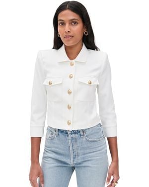 L'Agence Kumi Button Front Crop Jacket - White