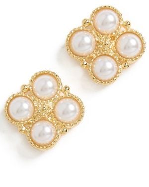 Kenneth Jay Lane Post Earrings With 4 Pearl Cabochons - White