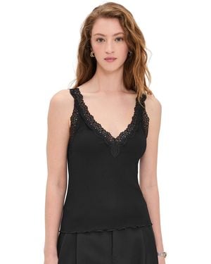 Madewell Lace-Trim Ribbed Tank Top - Black