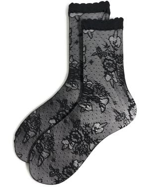 Stems Margaux Rose Floral Socks - Black