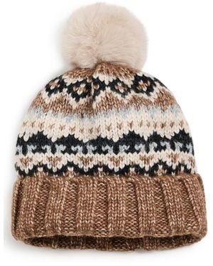 Hat Attack Fair Isle Pom Beanie - Black
