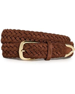Anderson's Narrow Suede Woven Belt - Brown