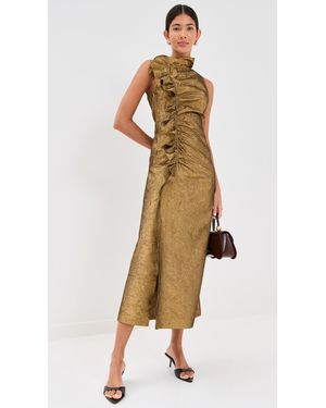 Ulla Johnson Koa Jersey Ruched Front Turtleneck Dress in Black | Lyst