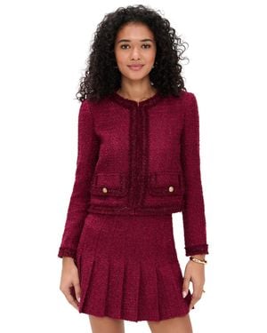 Alice + Olivia Landon Cropped Box Jacket - Red