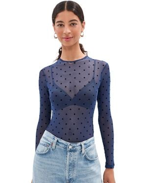 Le Bos Hannah Polka-Dot Thong Bodysuit - Blue