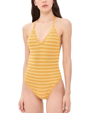 Jonathan Simkhai Karoline Crochet Halter One Piece - Orange