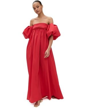 Caroline Constas Emilia Ruched Empire Maxi Dress - Red