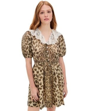 Sea Claude Print Lace Collared Dress - Natural