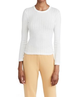 Leset Pointelle Slim Fit Top - White