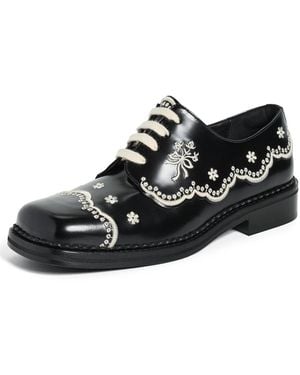 Simone Rocha Floral Lace Brogues - Black