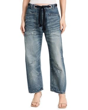 Free People Moxie Pull-On Barrel Jeans - Blue
