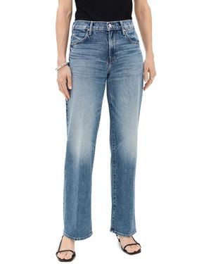 Mother Lil Mid Rise Tunnel Vision Sneak Jeans I'M A Winner - Blue