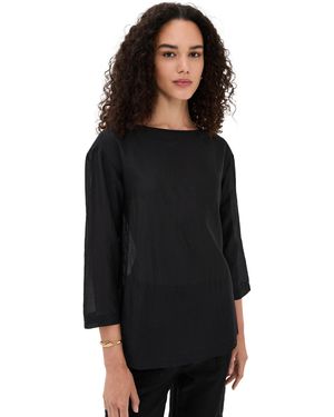 DONNI. The Silk Cotton Sheer Boatneck Shirt - Black