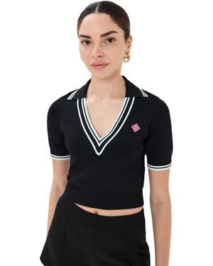 CASABLANCA Fitted Viscose Polo - Black