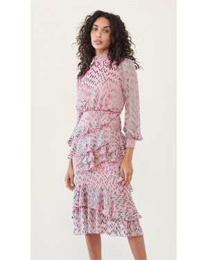 Saloni Isa Ruffle Dress - Pink