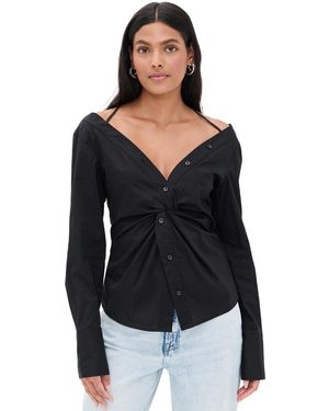 GOOD AMERICAN Poplin Off Shoulder Top - Black
