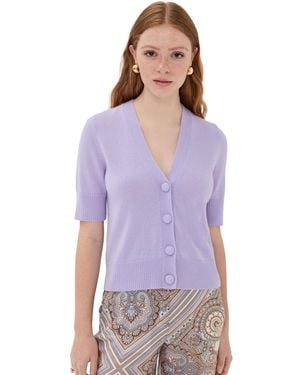 Veronica Beard Solene Cashmere Cardigan - Purple