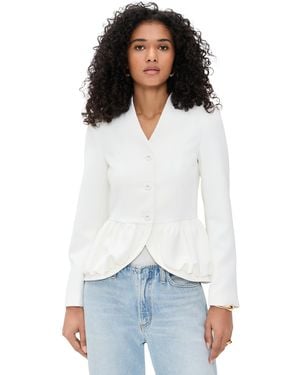 MEIMEIJ Crepe 3 Button Peplum Blazer - White
