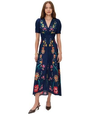 Saloni Lea Silk Dress - Blue