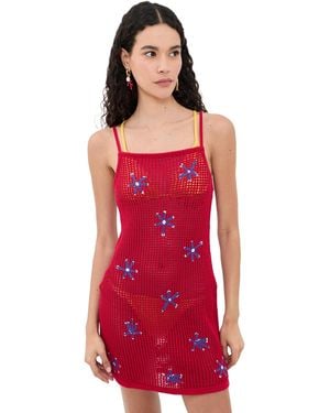 STAUD Rio Coverup Dress - Red