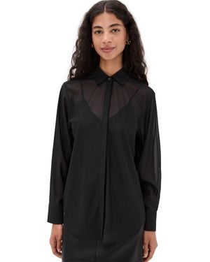 La Ligne Sheer Button Down Shirt - Black