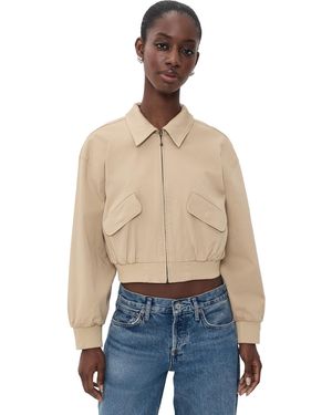 GOOD AMERICAN The Twill Cropped Bomber Jacket - Blue