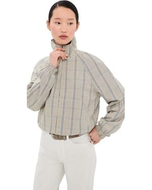 Acne Studios Plaid Bomber Funnel Neck Jacket - Natural