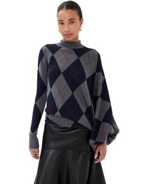 A.W.A.K.E. MODE A. W.A. K.E. Mode Argyle Knitted Top - Blue