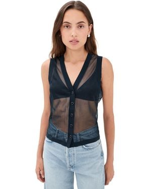 RENGGLI Sheer Knit Vest - Blue