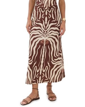 Johanna Ortiz Shimmering Mocca Keel Midi Skirt - Natural