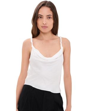 Alice + Olivia Monique Twist Strap Cowl Neck Tank - White