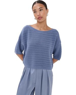 SABLYN Nova Cropped Boat Neck Tee - Blue