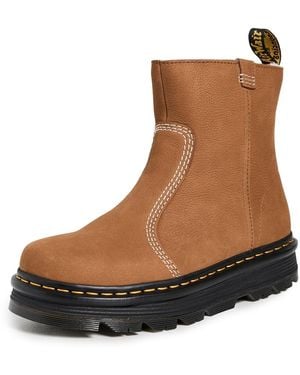 Dr. Martens Zebzag Rigger Slip On Nubuck Boots - White
