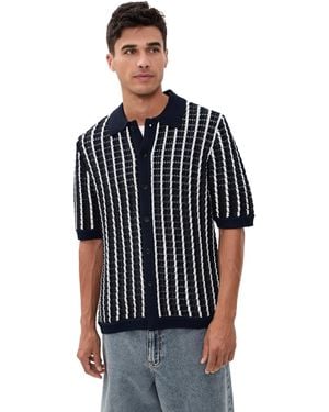 Rag & Bone Dalton Short Sleeve Crochet Shirt - Black