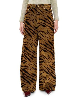 Ganni Printed Flock Denim Baggy Jeans - Green
