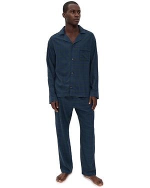 Eberjey Flannel Pajama Set - Blue