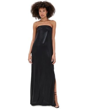 Norma Kamali Strapless Tailored Side Slit Gown - Black