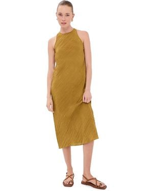 Tibi The Crinkle Slip Midi Bias Dress - Yellow