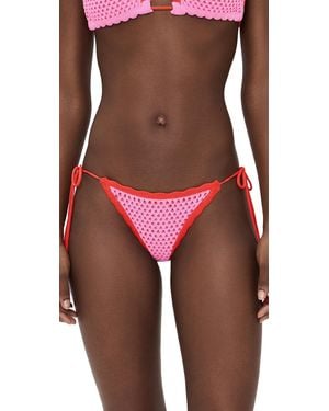PQ Swim Tia Crochet Tie Side Bikini Bottoms - Red