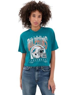 Junk Food Dolphins Helmut Mock Crop Tee - Blue