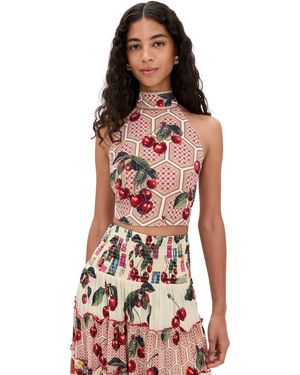 CAMILLA Halter Tie Back Top - Red