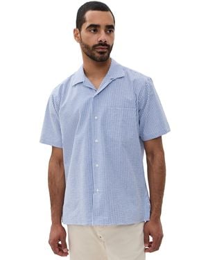 Gitman Vintage Striped Seersucker Camp Shirt - Blue