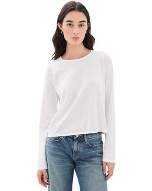 PERFECTWHITETEE Harley Long Sleeve Boxy Crew Tee - White